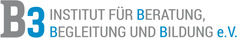 Das Bild zeigt den Schriftzug des Institut B3 in grau mit blauen Akzenten.