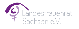 weißer Untergrund mit der Aufschrift Landesfrauenrat Sachsen in violetter Farbe