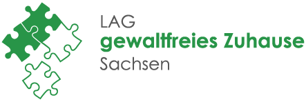 weißer Untergrund mit grüner Schrift LAG gewaltfeies Zuhause