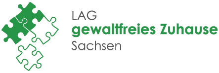 weißer Untergrund mit grüner Schrift LAG gewaltfeies Zuhause