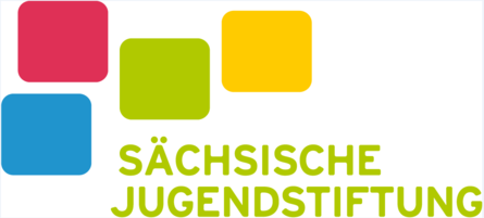 weißer Untergrund mit Schrift Sächsische Jugendstiftung