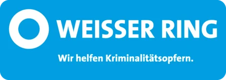 blauer Untergrund mit weißer Schrift weisser Ring