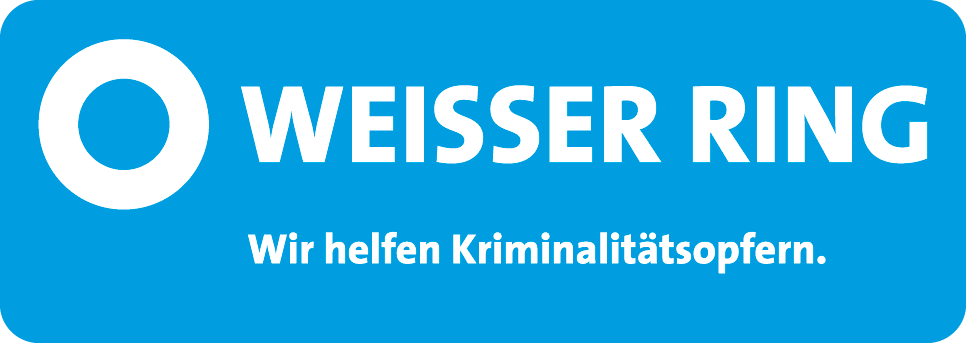 blauer Untergrund mit weißer Schrift weißer Ring 